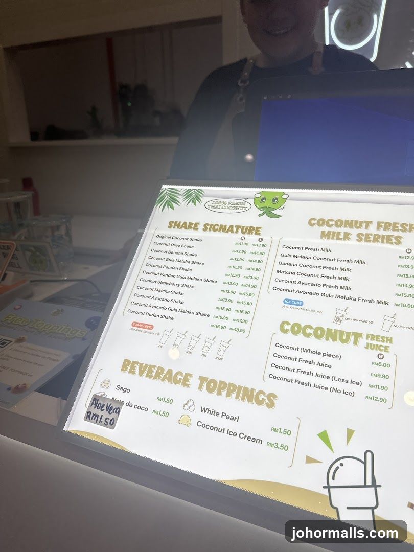 Coconut Fresh Milk Series Menu