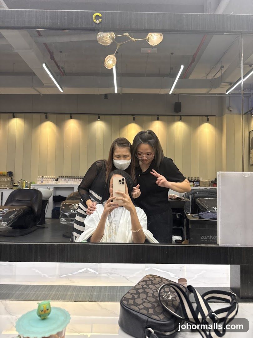 Hair Salon Interior Mirror Selfie