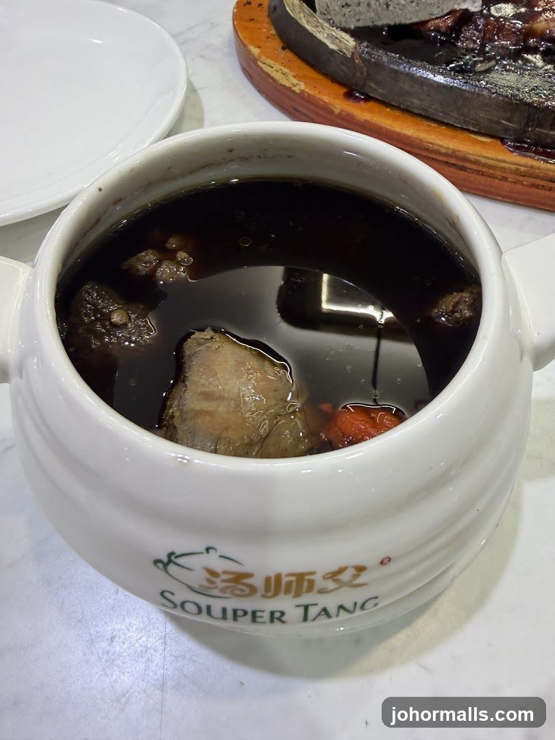 Soup in ceramic pot