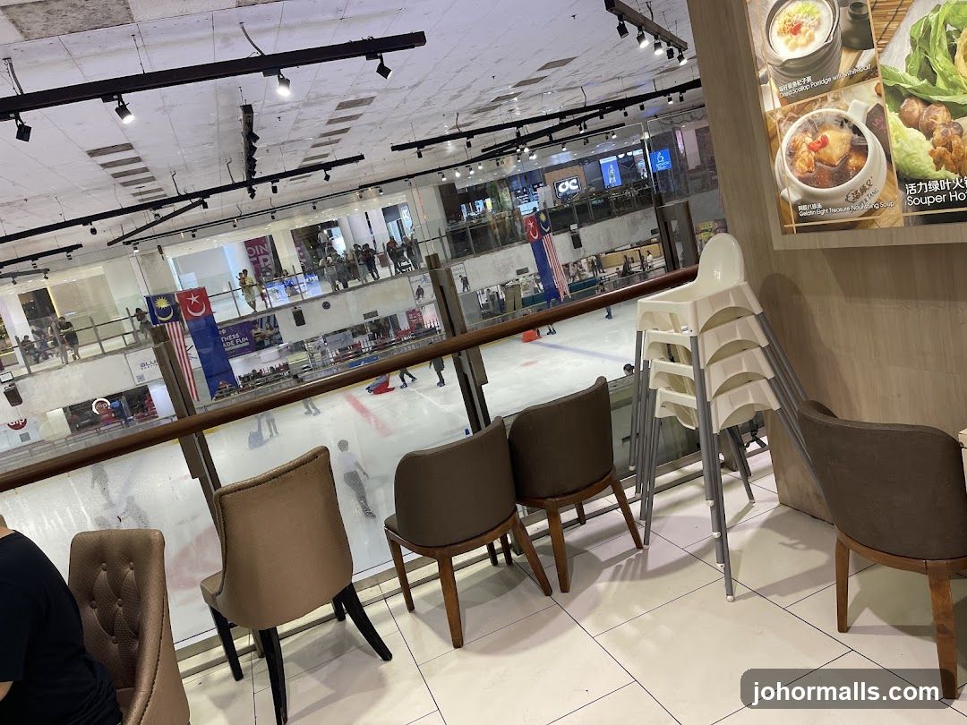 Interior View of Shopping Mall with Ice Rink