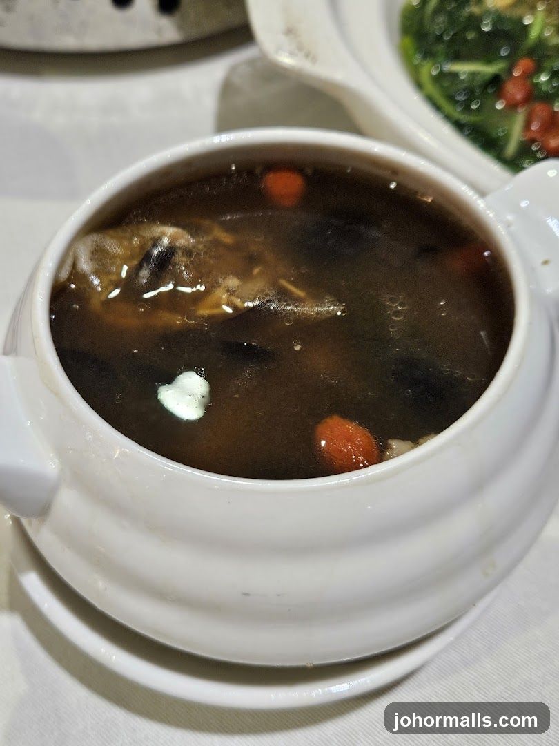 Soup in ceramic bowl