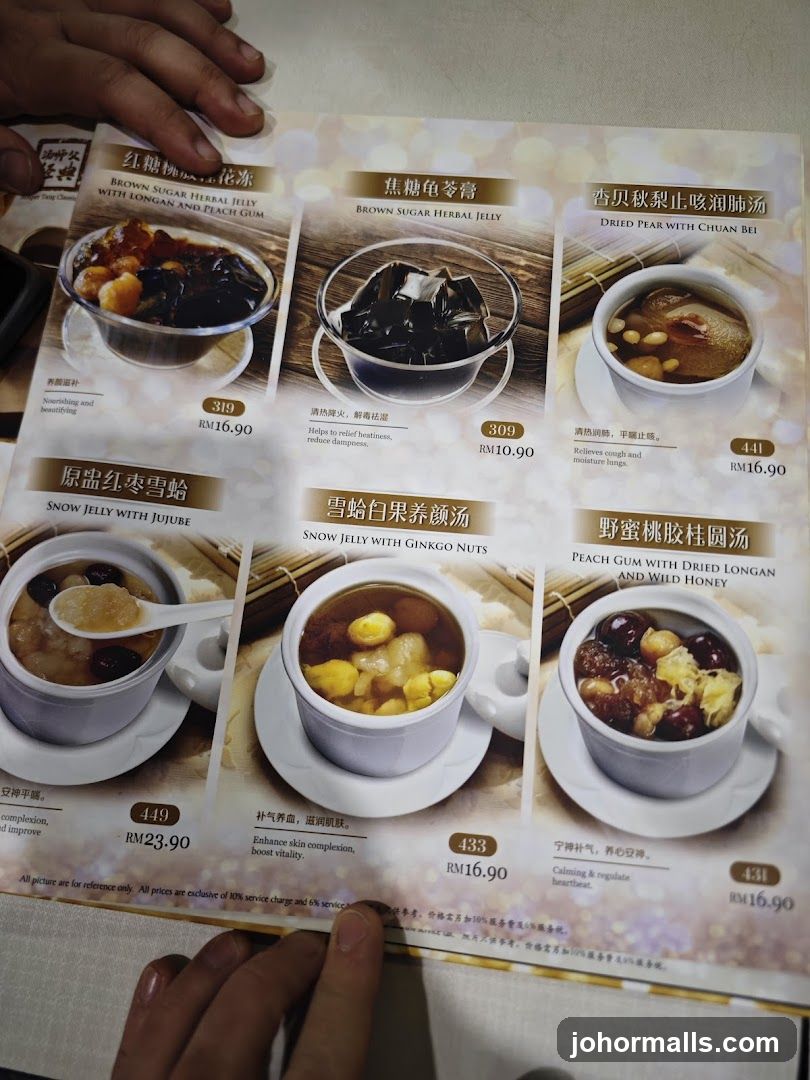 Herbal Jelly and Soup Menu