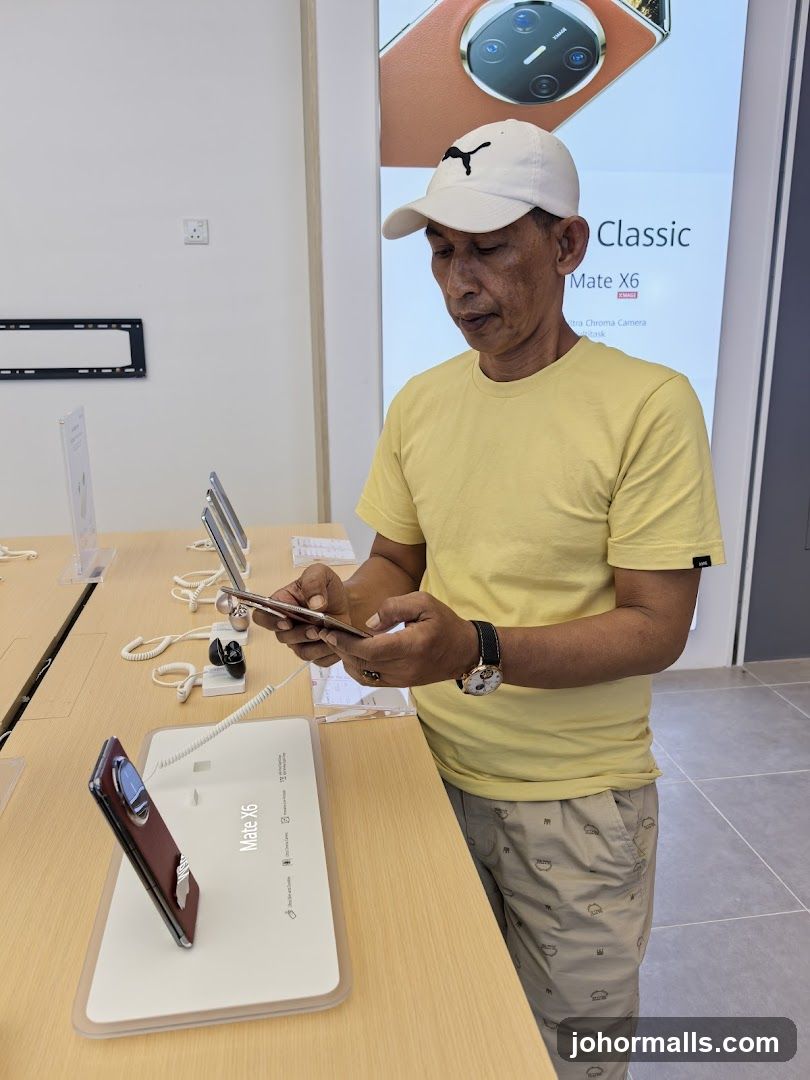 Customer in smartphone store