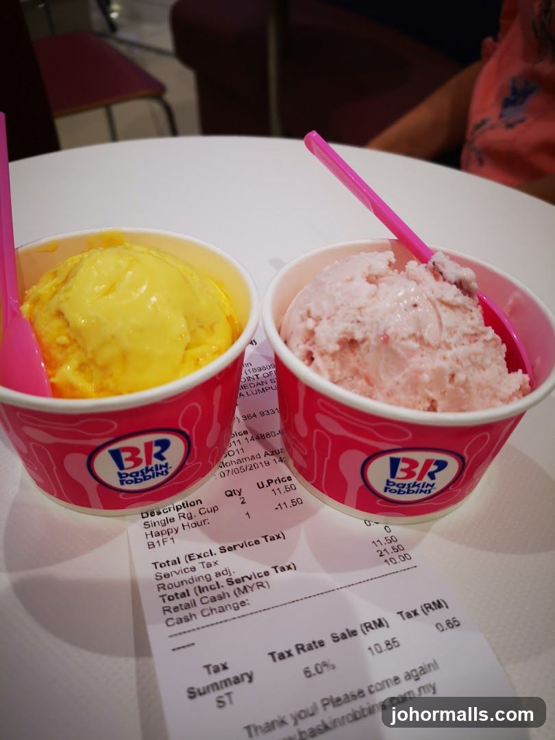 Baskin-Robbins Ice Cream Cups with Receipt