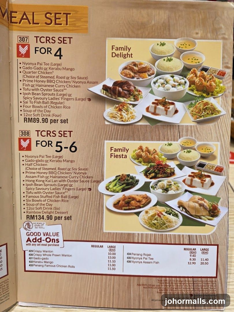 TCRS Meal Sets Menu