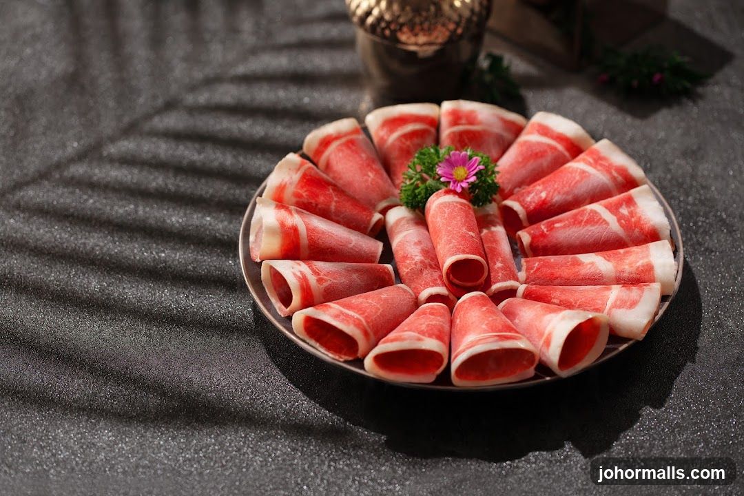 Raw Meat Slices on Plate