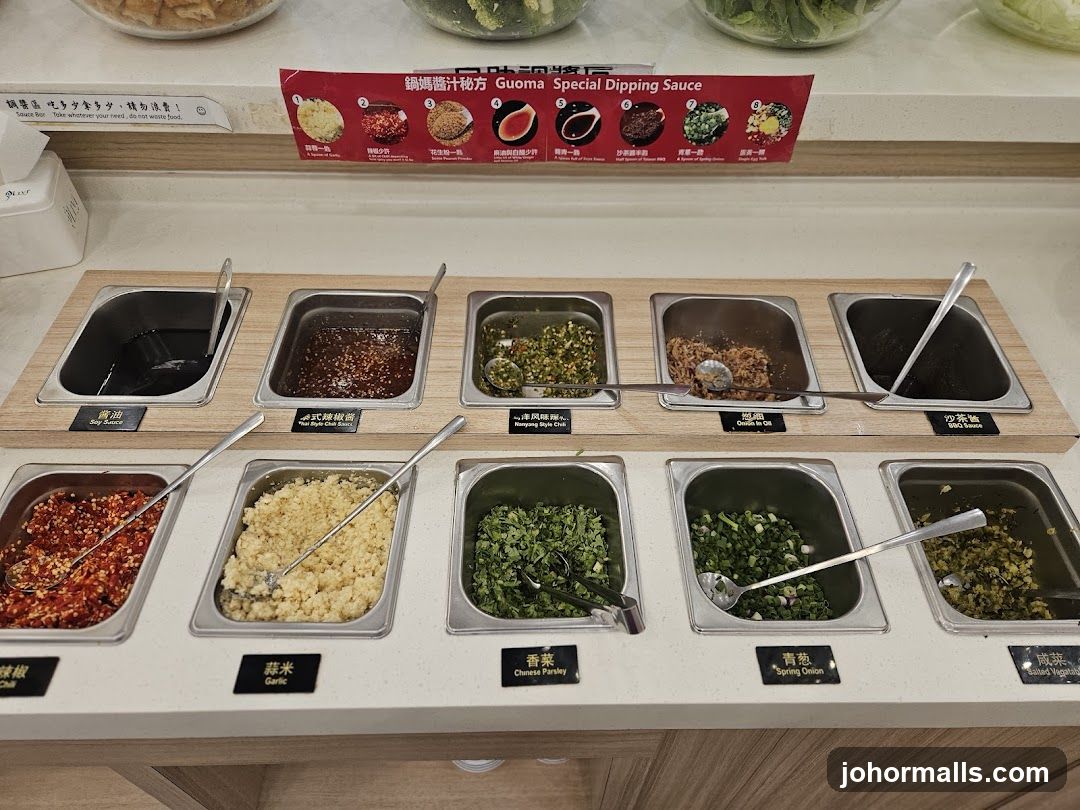 Dipping Sauce and Garnish Station