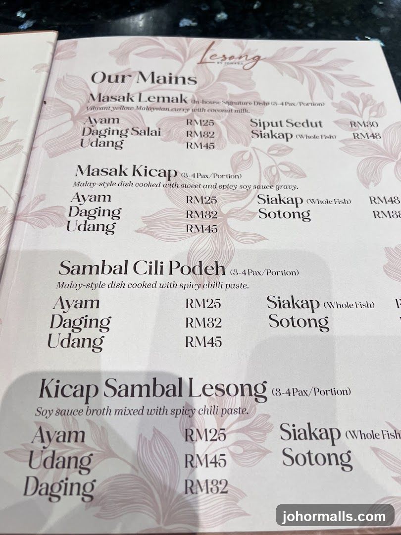 Lesong by Yow Kek Menu