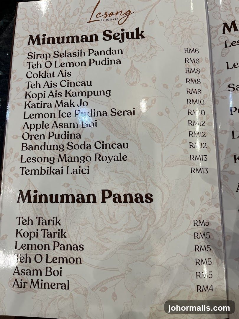 Lesong by Johara Menu