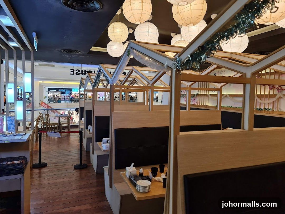 Restaurant Interior with Wooden Booths