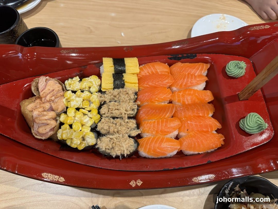 Sushi Platter on Red Boat-shaped Plate