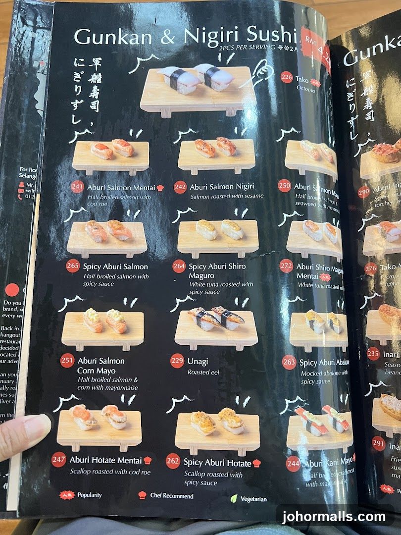 Gunkan & Nigiri Sushi Menu