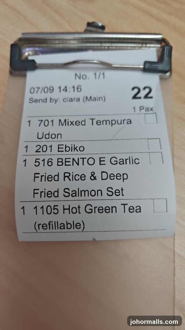 Order slip on clipboard