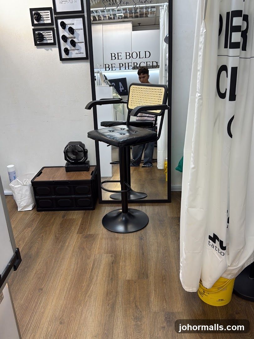 Interior of piercing studio
