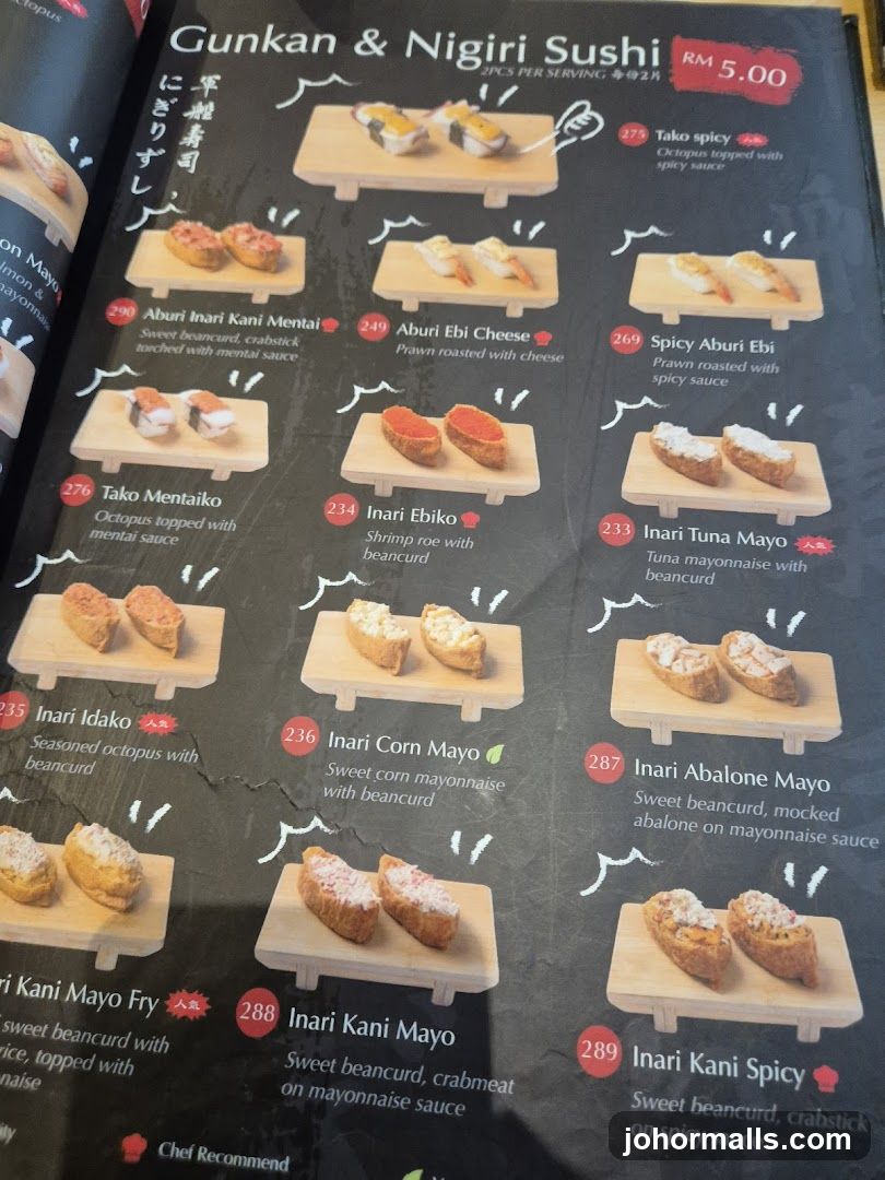Gunkan & Nigiri Sushi Menu
