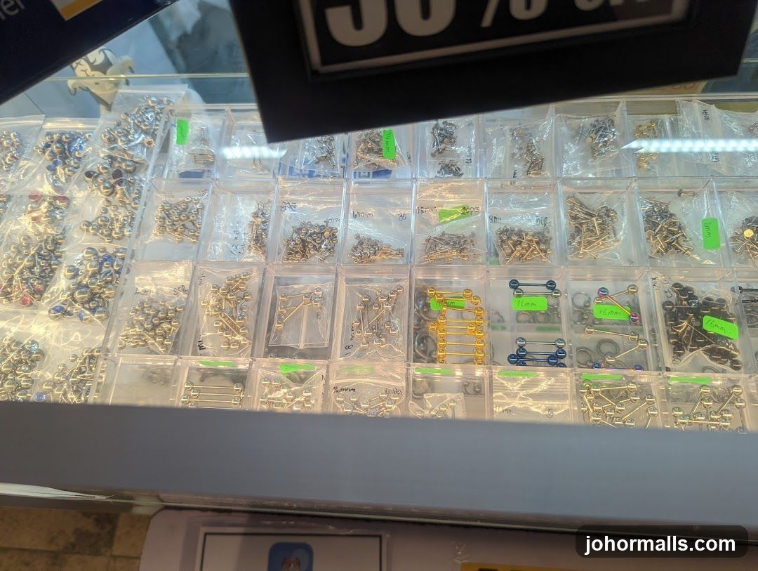 Display of Body Piercing Jewelry