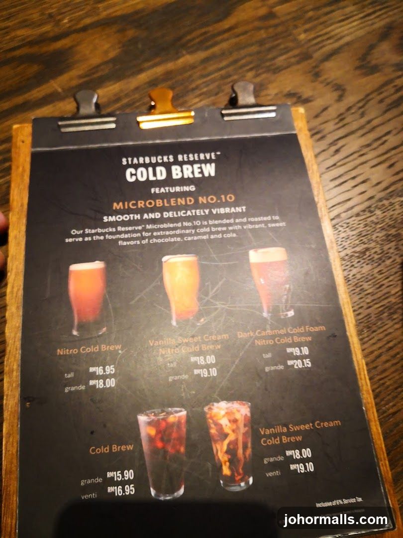 Starbucks Reserve Cold Brew Menu