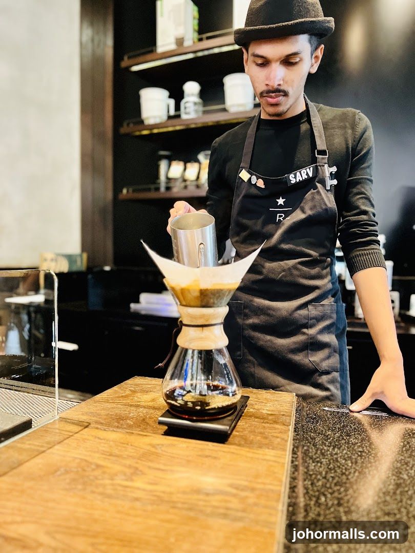 Barista preparing coffee