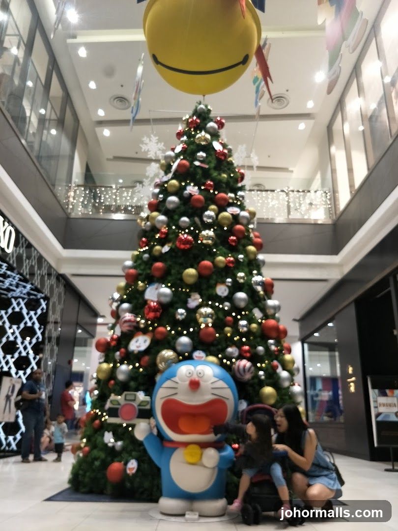 Doraemon-themed Christmas display in shopping mall