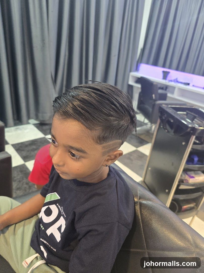 Child in barber chair