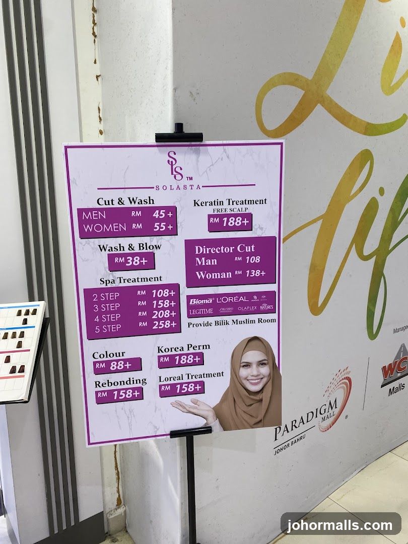 Solasta Salon Menu Board