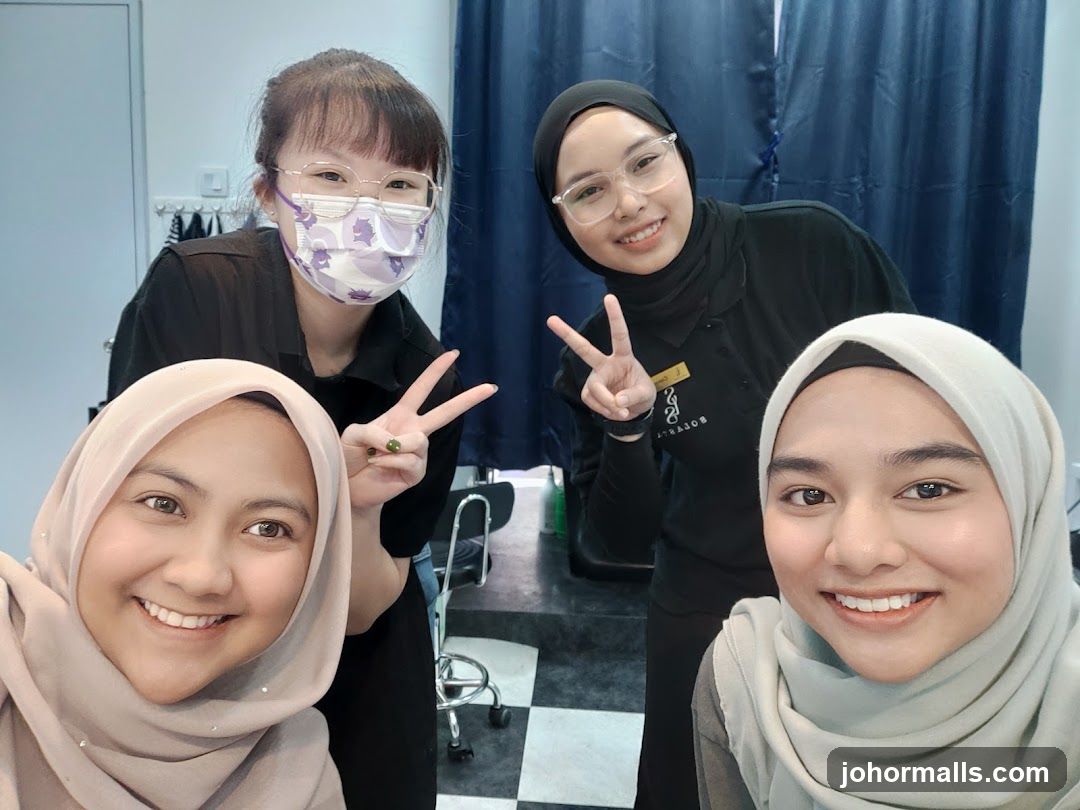 Group photo inside a salon or beauty studio