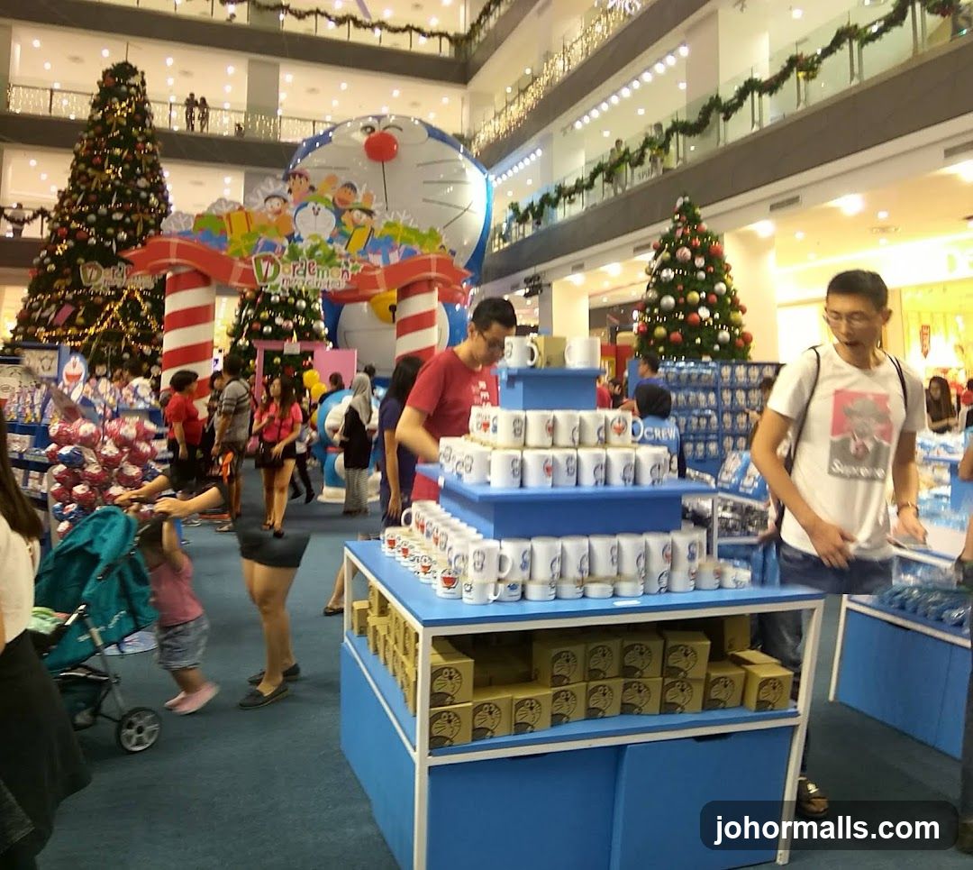 Doraemon-themed promotional display in shopping mall