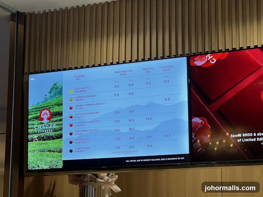 Chagee Express Menu Display