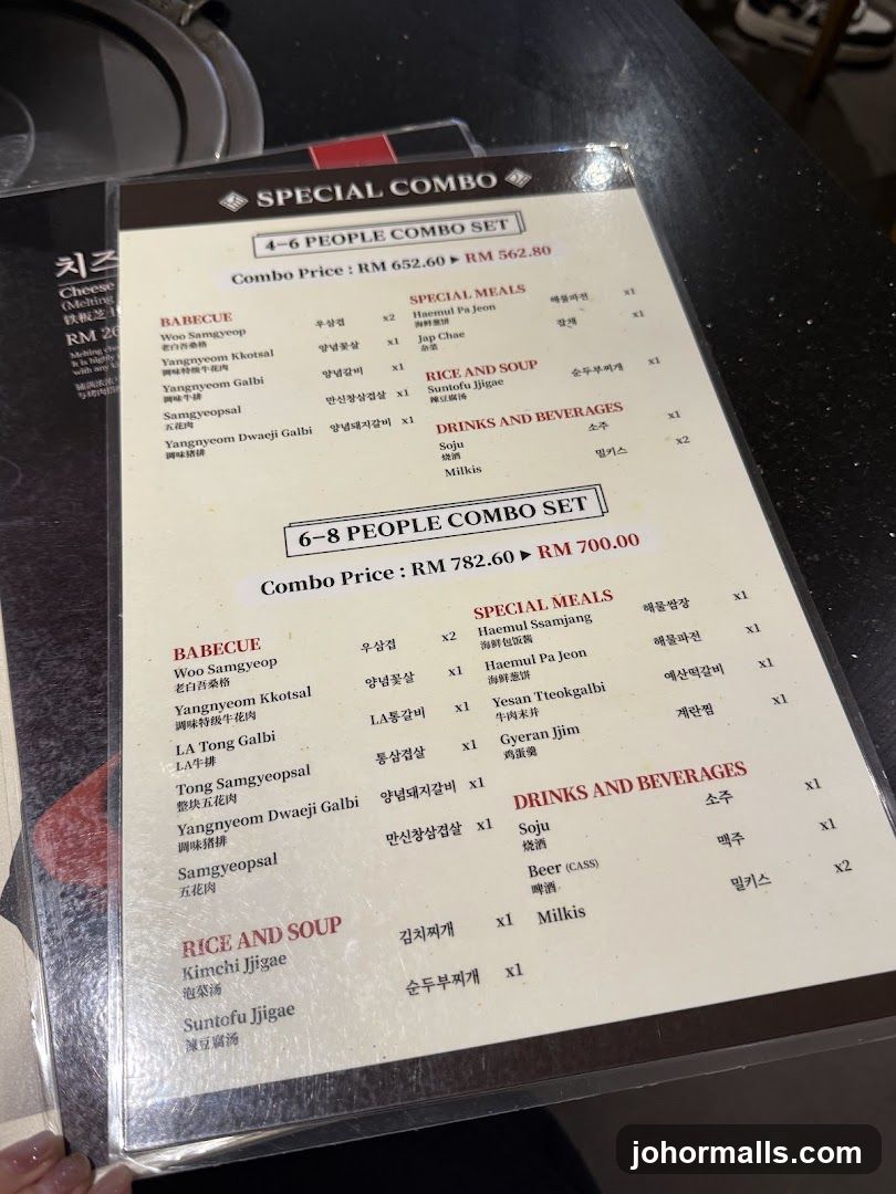 Special Combo Menu