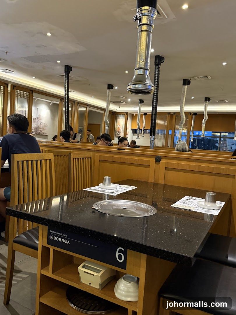 Restaurant Interior with Korean BBQ Tables