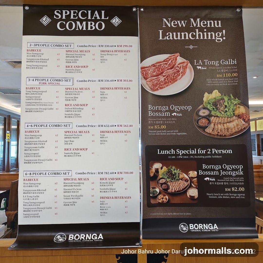 BORNGA Korean Restaurant Menu Boards