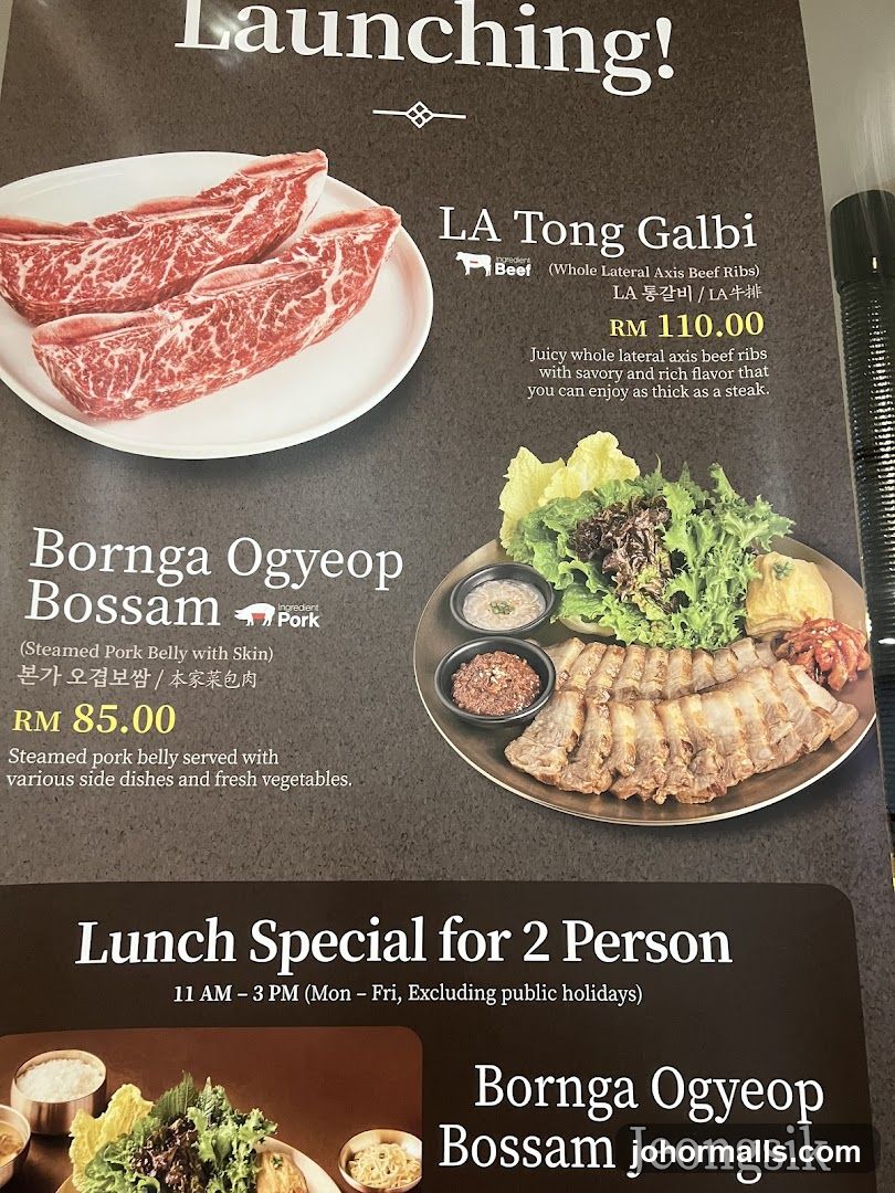 LA Tong Galbi & Bonga Ogyeop Bossam Menu