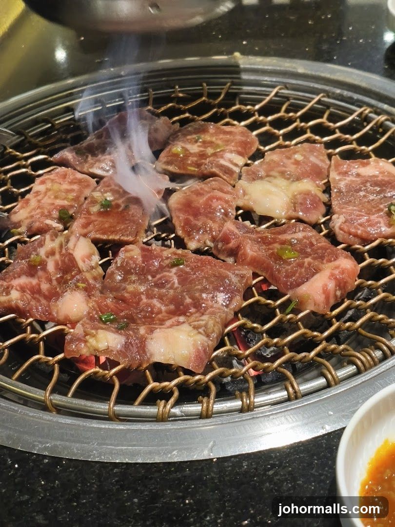 Grilled meat on barbecue grill
