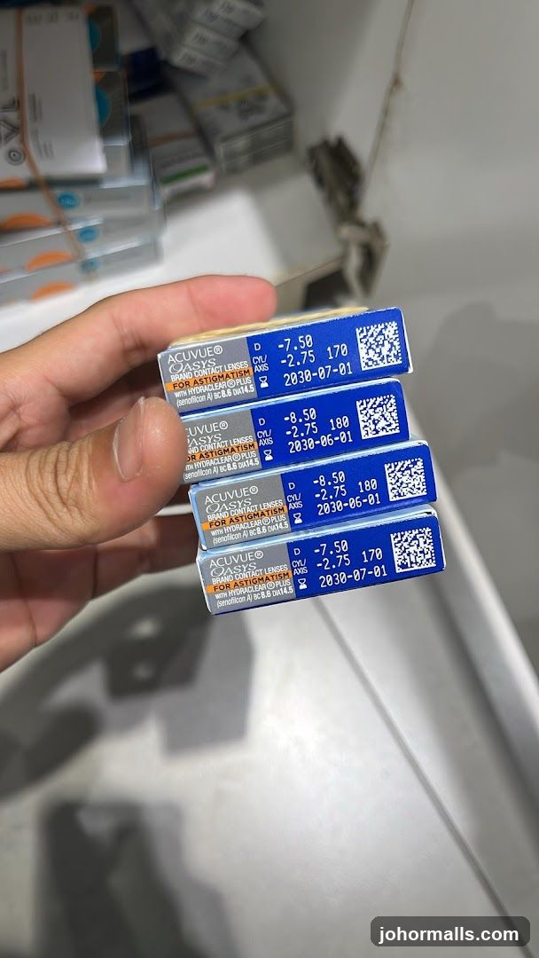 Contact Lens Boxes Held in Hand