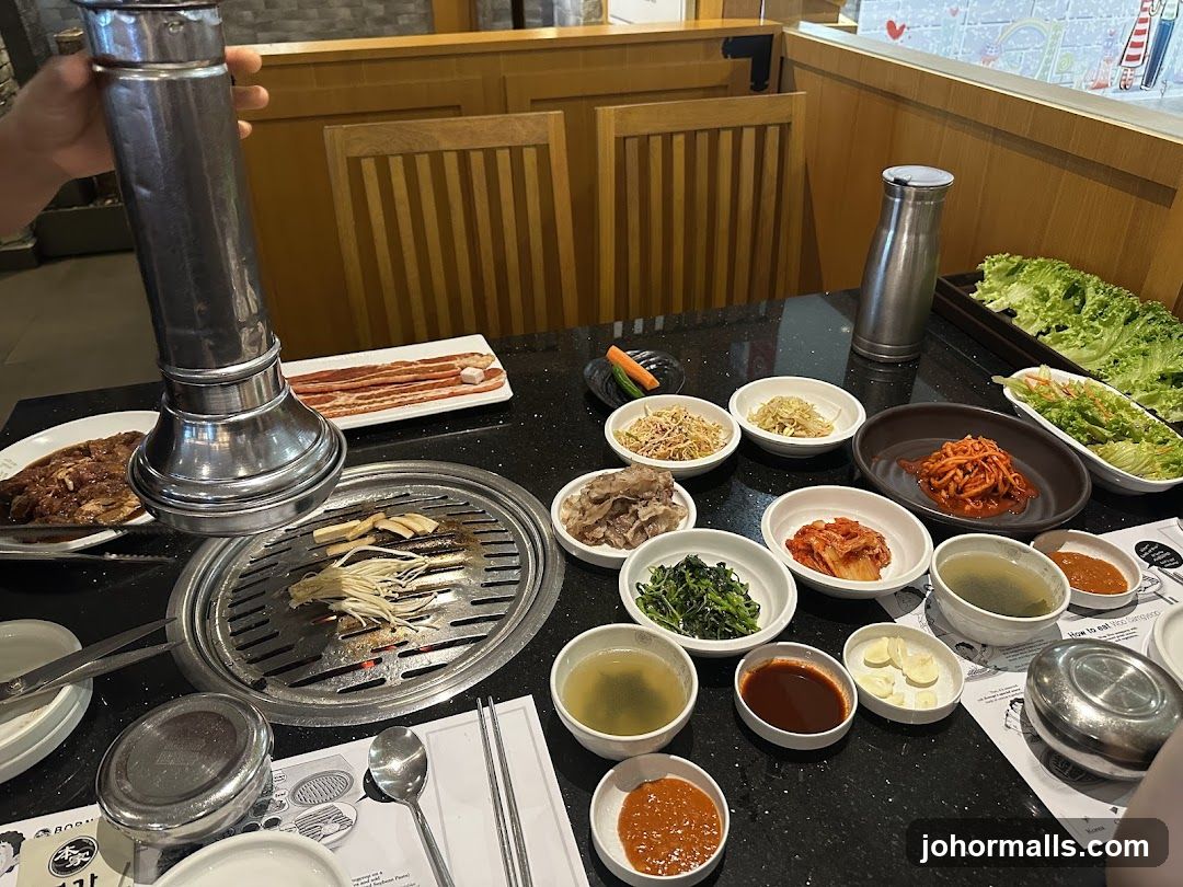 Restaurant Interior with Korean BBQ Setup