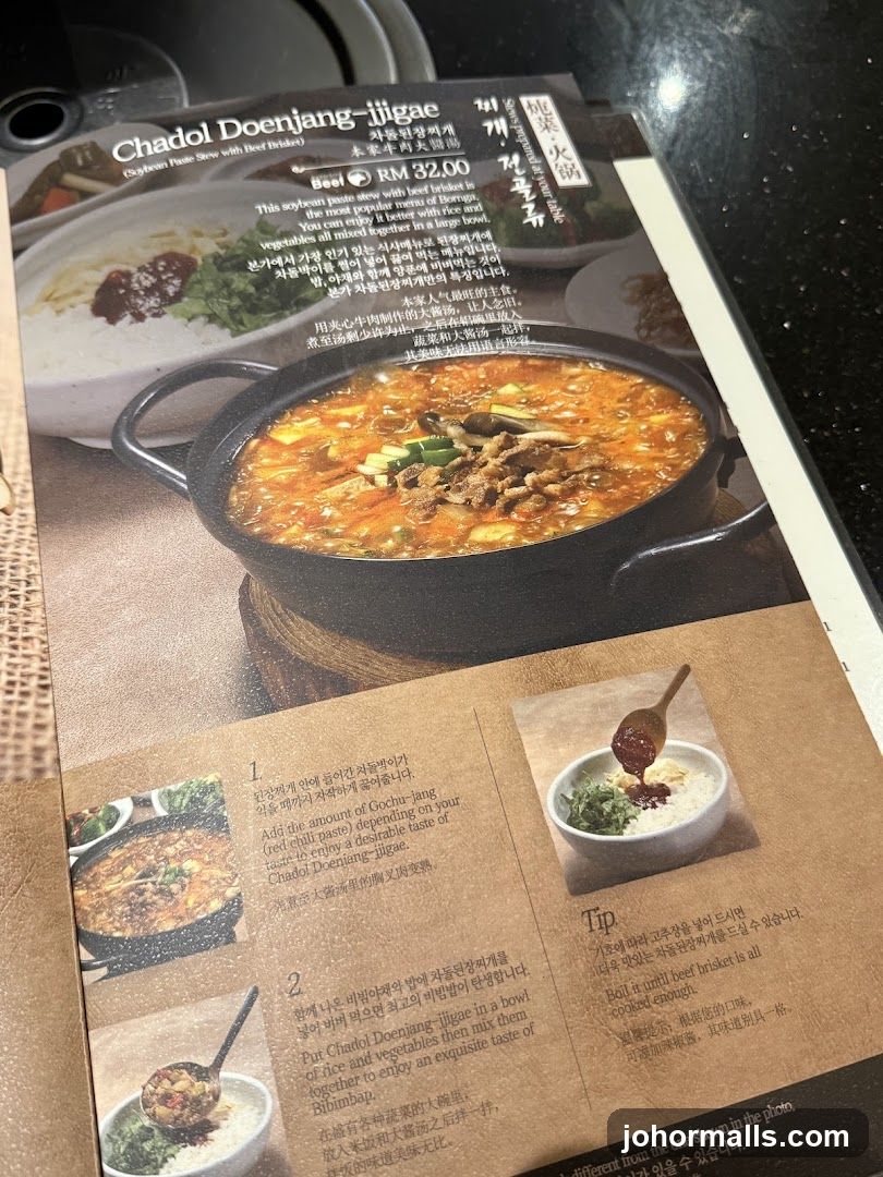 Chadol Doenjang-jiigae Menu