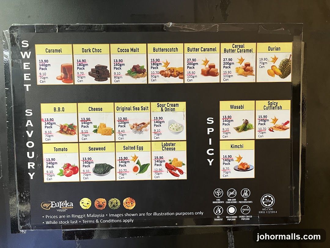 Eureka Popcorn Menu