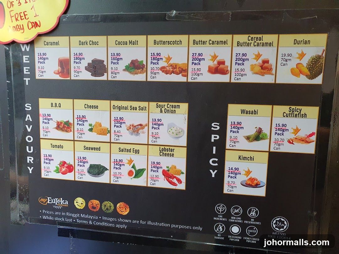 Eureka Popcorn Menu
