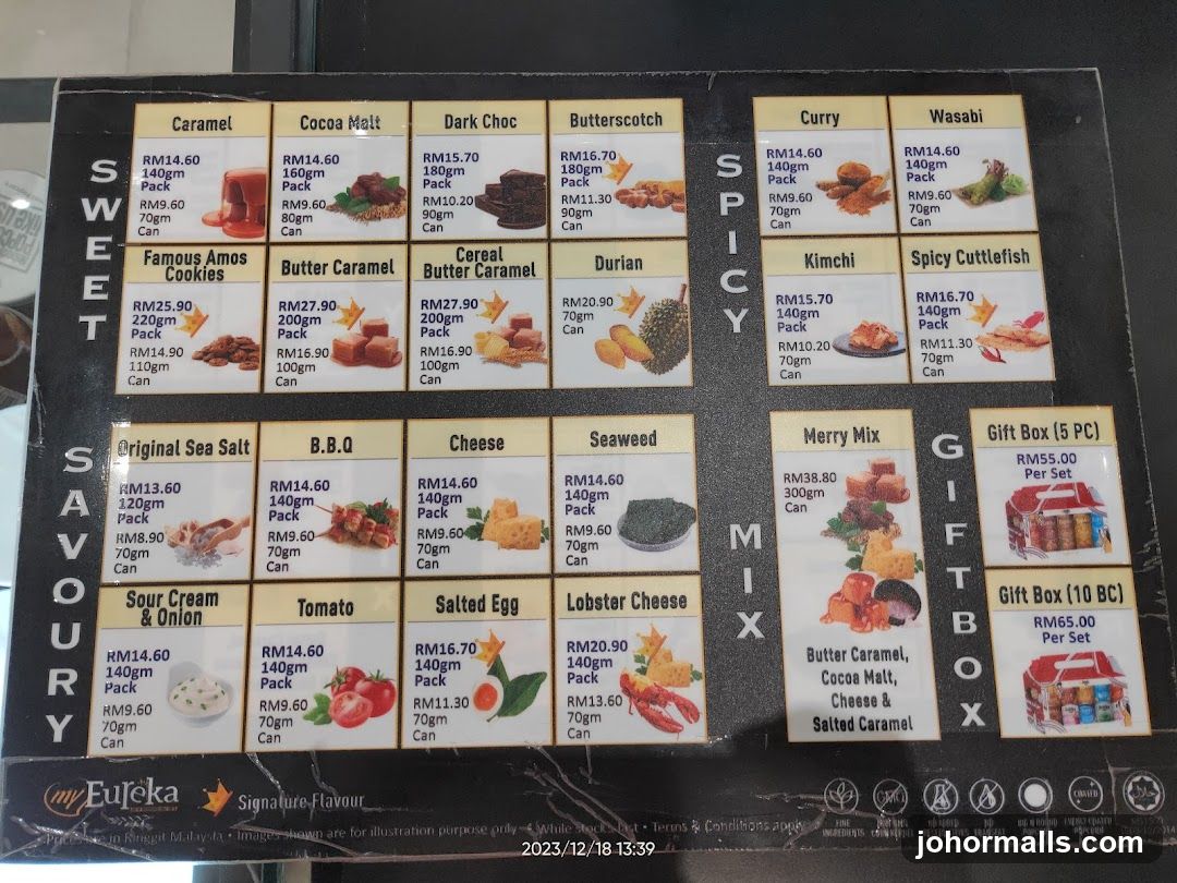 Eureka Popcorn Menu