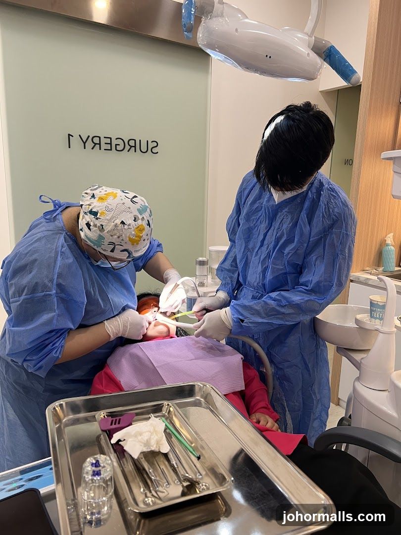 Dentist performing a procedure on a patient