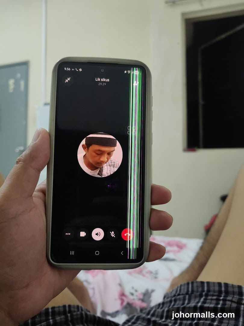Damaged Smartphone Screen During Video Call