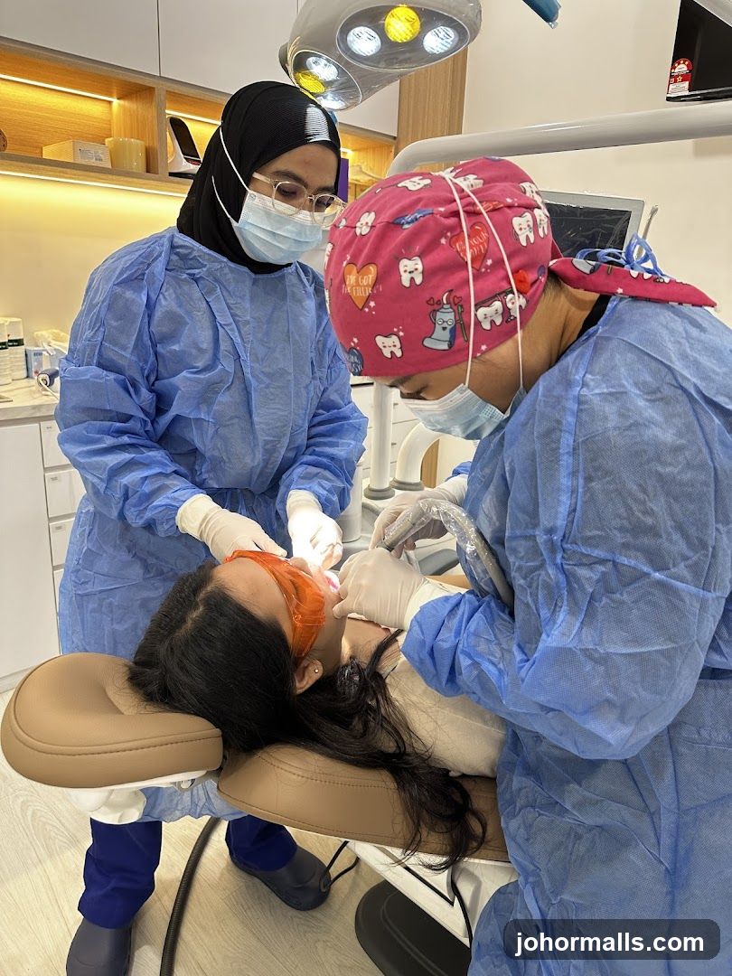 Dentist performing a procedure