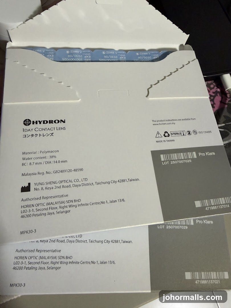 Hydron 1 Day Contact Lenses Packaging