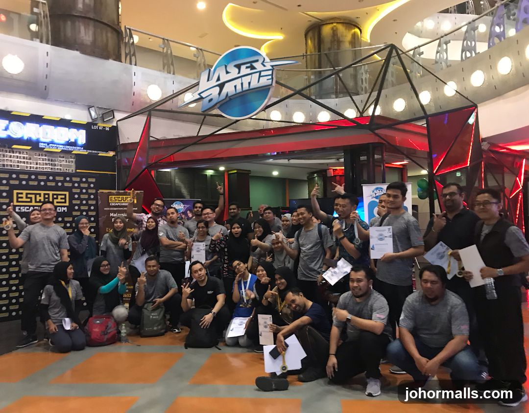 Group celebrating at Laser Battle