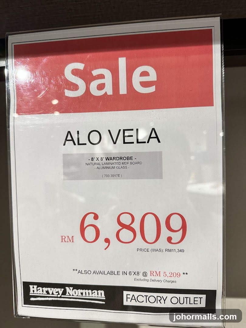Sale sign for Alo Vela Wardrobe