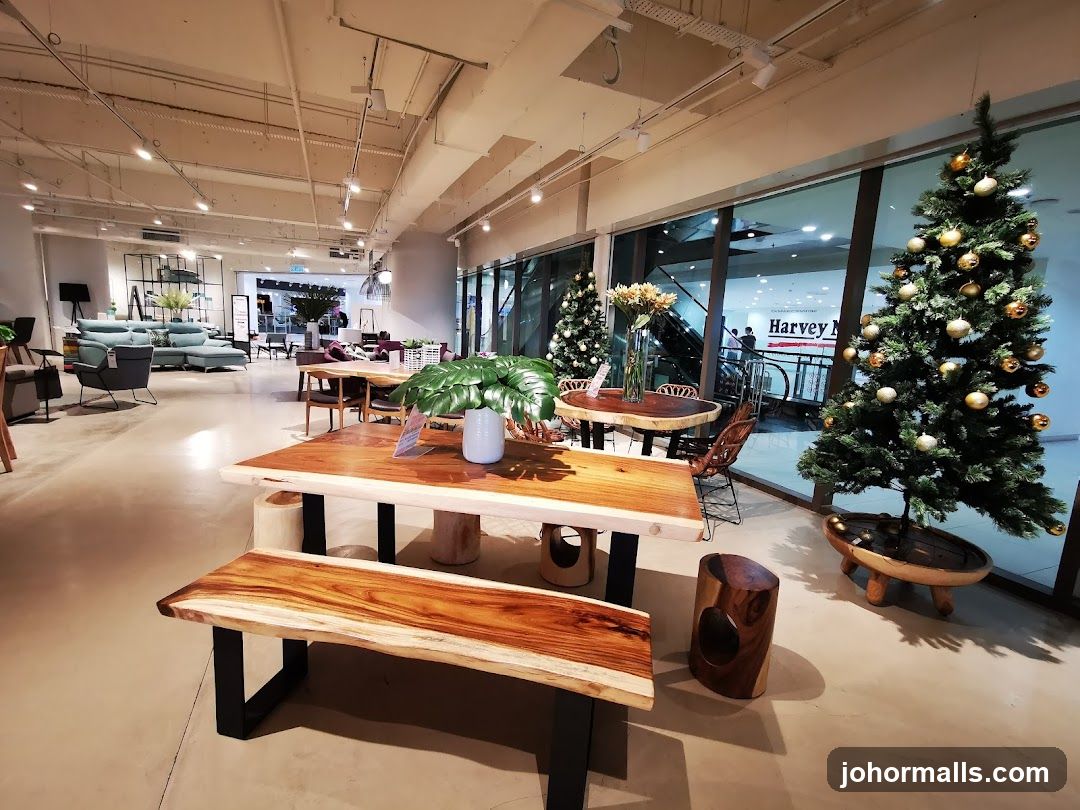 Furniture Store Interior with Christmas Decorations