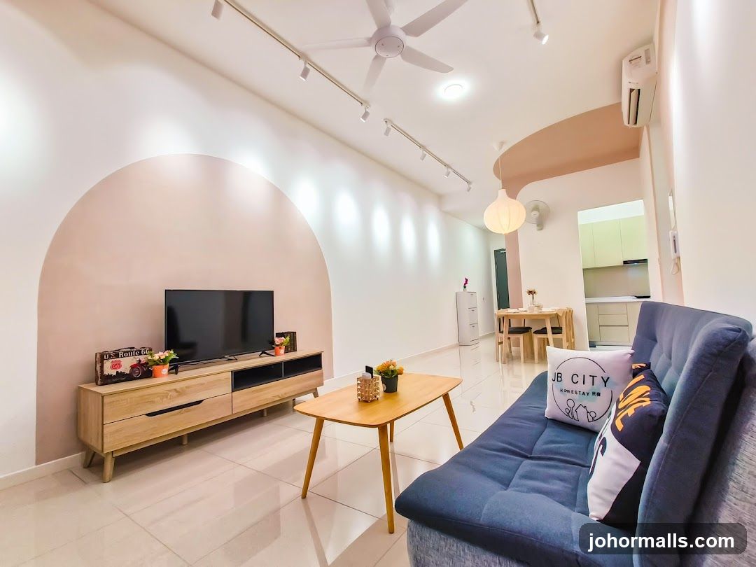 Modern Living Room with Kitchenette