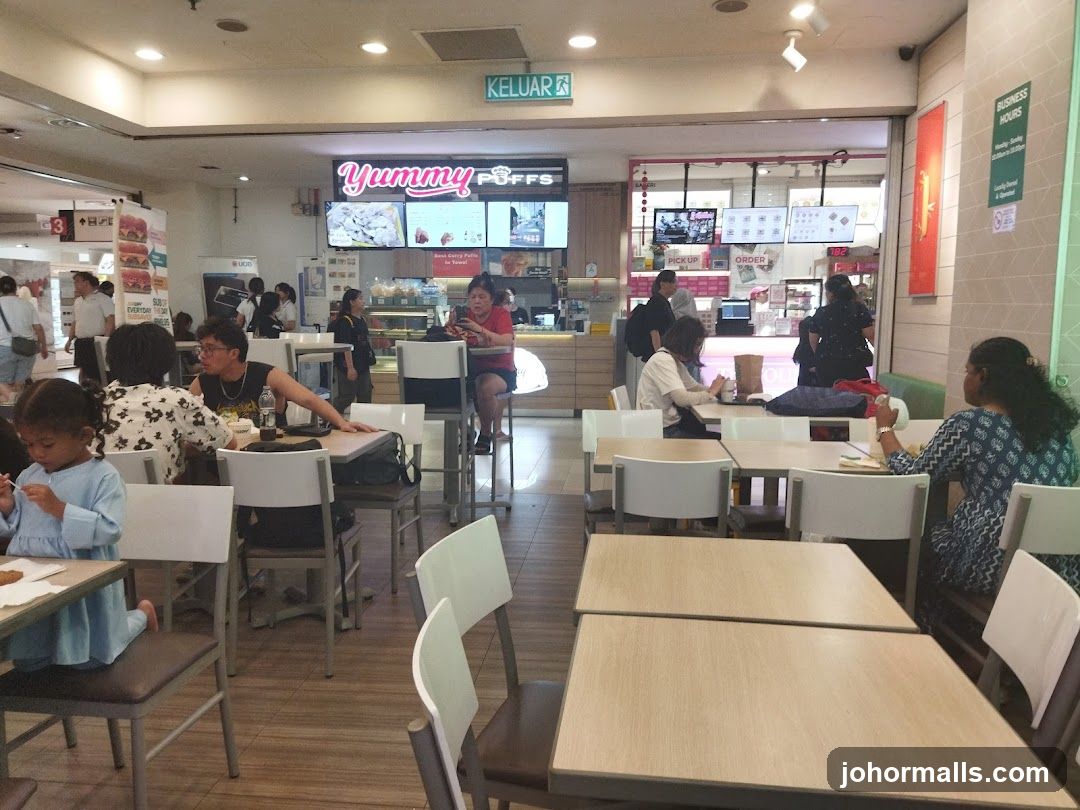 Busy cafe interior with customers