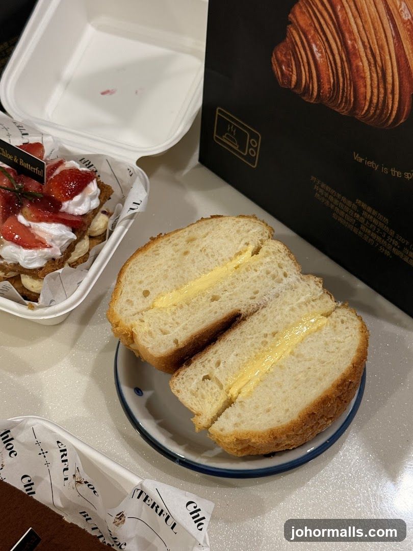 Butter Croissant and Strawberry Pastry