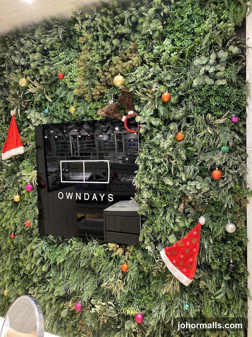 Green Wall with Christmas Decorations